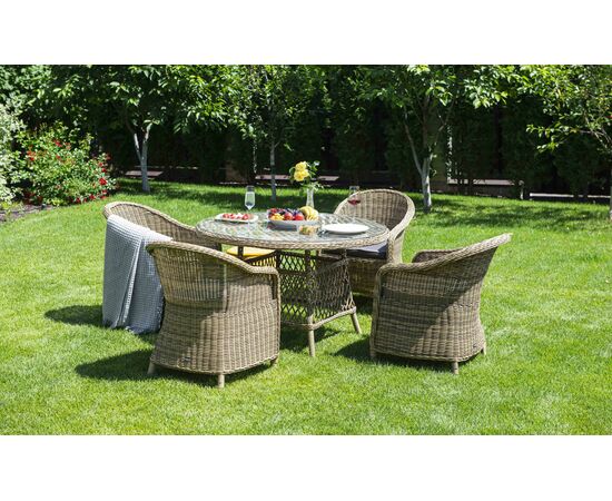 "Равенна" обеденная группа плетеная, цвет соломенный | Интернет магазин мебели и декора LifeDekor