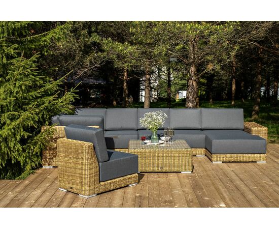 "Капри" трансформирующаяся лаунж-зона из искусственного ротанга, цвет соломенный, изображение 4 | Интернет магазин мебели и декора LifeDekor