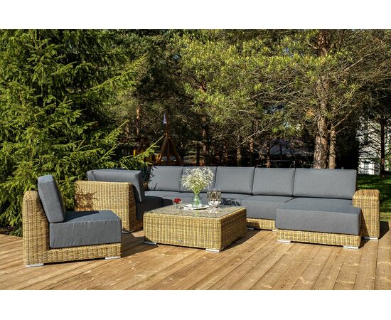 "Капри" трансформирующаяся лаунж-зона из искусственного ротанга, цвет соломенный, изображение 5 | Интернет магазин мебели и декора LifeDekor