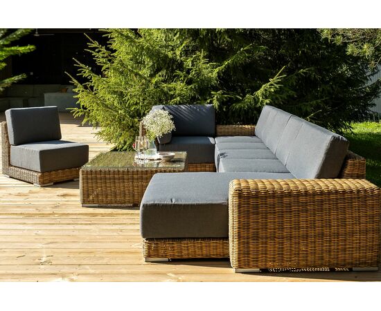 "Капри" трансформирующаяся лаунж-зона из искусственного ротанга, цвет соломенный, изображение 6 | Интернет магазин мебели и декора LifeDekor