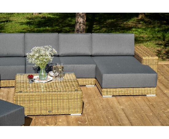 "Капри" трансформирующаяся лаунж-зона из искусственного ротанга, цвет соломенный, изображение 8 | Интернет магазин мебели и декора LifeDekor