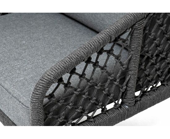 "Канны" лаунж-зона 4-местная из роупа узелкового плетения, каркас алюминий, роуп темно-серый, изображение 7 | Интернет магазин мебели и декора LifeDekor
