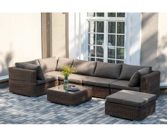 "Лунго" трансформирующаяся лаунж-зона из искусственного ротанга, цвет коричневый | Интернет магазин мебели и декора LifeDekor