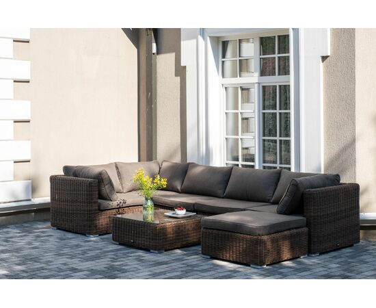 "Лунго" трансформирующаяся лаунж-зона из искусственного ротанга, цвет коричневый, изображение 3 | Интернет магазин мебели и декора LifeDekor