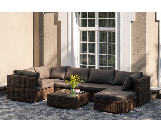 "Лунго" трансформирующаяся лаунж-зона из искусственного ротанга, цвет коричневый, изображение 4 | Интернет магазин мебели и декора LifeDekor