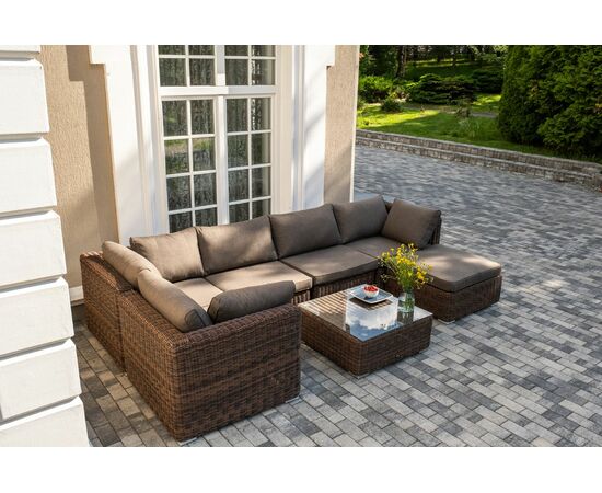 "Лунго" трансформирующаяся лаунж-зона из искусственного ротанга, цвет коричневый, изображение 6 | Интернет магазин мебели и декора LifeDekor