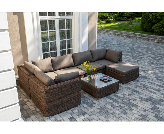 "Лунго" трансформирующаяся лаунж-зона из искусственного ротанга, цвет коричневый, изображение 8 | Интернет магазин мебели и декора LifeDekor