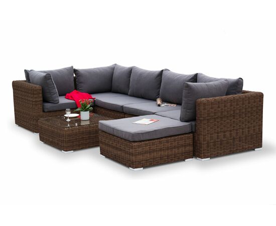 "Лунго" трансформирующаяся лаунж-зона из искусственного ротанга, цвет коричневый, изображение 20 | Интернет магазин мебели и декора LifeDekor
