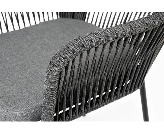 "Лион" стул плетеный из роупа, каркас из стали коричневый (RAL8016) муар, роуп коричневый круглый, ткань бежевая, изображение 4 | Интернет магазин мебели и декора LifeDekor