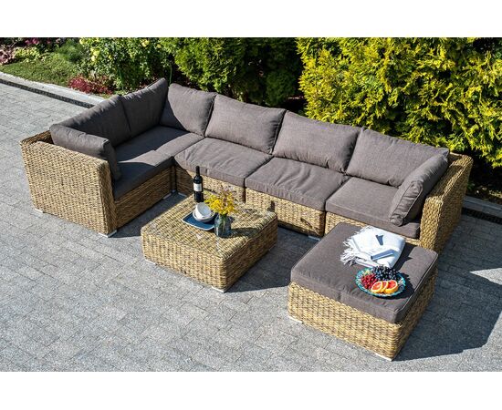 "Лунго" модуль диванный прямой с подушками, цвет соломенный (гиацинт), изображение 11 | Интернет магазин мебели и декора LifeDekor