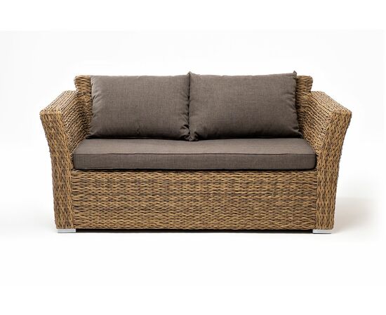 "Капучино" диван из искусственного ротанга (гиацинт) двухместный, цвет соломенный, изображение 3 | Интернет магазин мебели и декора LifeDekor
