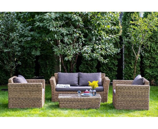 "Капучино" диван из искусственного ротанга (гиацинт) двухместный, цвет соломенный, изображение 11 | Интернет магазин мебели и декора LifeDekor