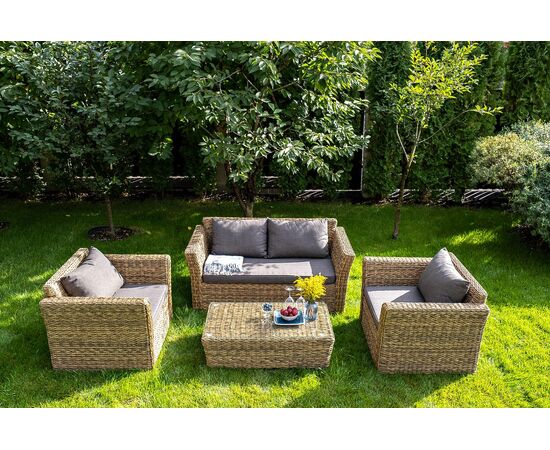 "Капучино" диван из искусственного ротанга (гиацинт) двухместный, цвет соломенный, изображение 18 | Интернет магазин мебели и декора LifeDekor