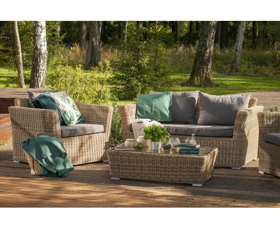 "Капучино" диван из искусственного ротанга двухместный, цвет соломенный, изображение 4 | Интернет магазин мебели и декора LifeDekor