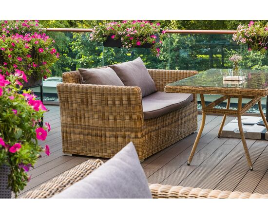 "Капучино" диван из искусственного ротанга двухместный, цвет соломенный, изображение 7 | Интернет магазин мебели и декора LifeDekor