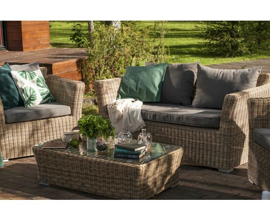 "Капучино" диван из искусственного ротанга двухместный, цвет соломенный, изображение 8 | Интернет магазин мебели и декора LifeDekor