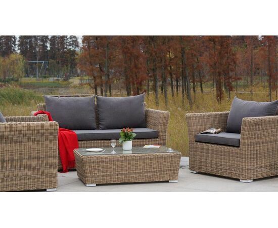 "Капучино" диван из искусственного ротанга двухместный, цвет соломенный, изображение 12 | Интернет магазин мебели и декора LifeDekor