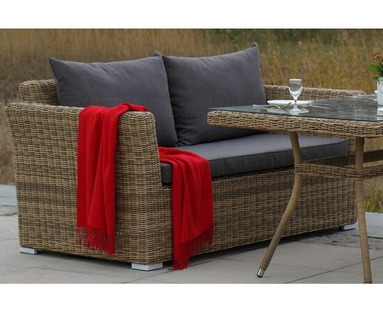 "Капучино" диван из искусственного ротанга двухместный, цвет соломенный, изображение 13 | Интернет магазин мебели и декора LifeDekor