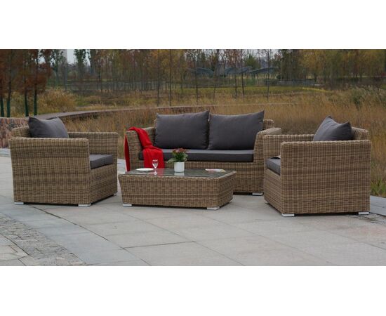 "Капучино" диван из искусственного ротанга двухместный, цвет соломенный, изображение 14 | Интернет магазин мебели и декора LifeDekor