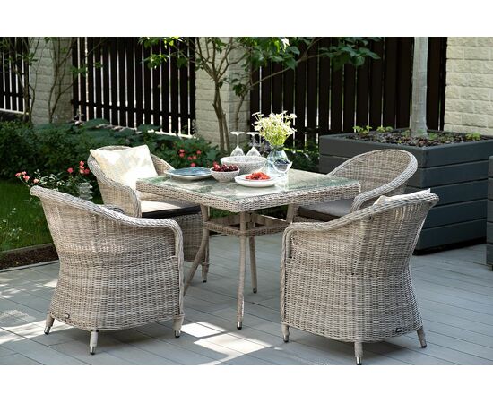 "Фредо" обеденная группа плетеная, цвет бежевый, изображение 3 | Интернет магазин мебели и декора LifeDekor