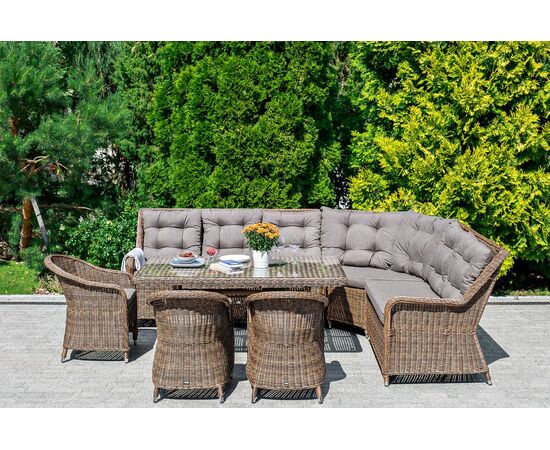 "Базелла" обеденная группа из искусственного ротанга, цвет коричневый, изображение 2 | Интернет магазин мебели и декора LifeDekor