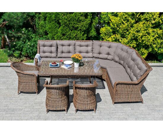 "Базелла" обеденная группа из искусственного ротанга, цвет коричневый, изображение 5 | Интернет магазин мебели и декора LifeDekor