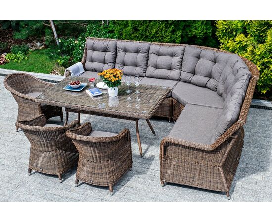 "Базелла" обеденная группа из искусственного ротанга, цвет коричневый, изображение 7 | Интернет магазин мебели и декора LifeDekor