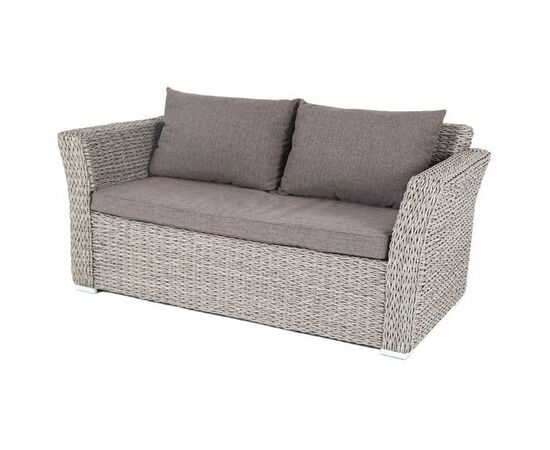 "Капучино" диван из искусственного ротанга (гиацинт) двухместный, цвет серый | Интернет магазин мебели и декора LifeDekor