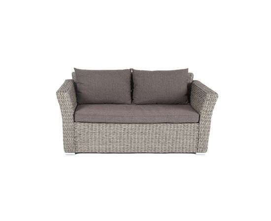 "Капучино" диван из искусственного ротанга (гиацинт) двухместный, цвет серый, изображение 2 | Интернет магазин мебели и декора LifeDekor