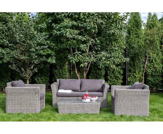 "Капучино" диван из искусственного ротанга (гиацинт) двухместный, цвет серый, изображение 4 | Интернет магазин мебели и декора LifeDekor