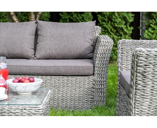 "Капучино" диван из искусственного ротанга (гиацинт) двухместный, цвет серый, изображение 5 | Интернет магазин мебели и декора LifeDekor