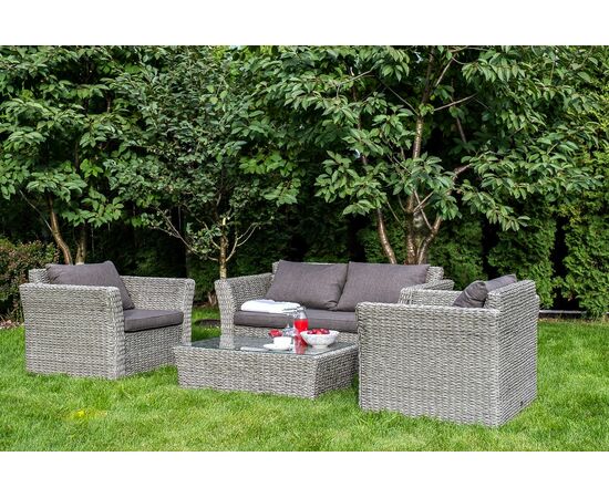 "Капучино" диван из искусственного ротанга (гиацинт) двухместный, цвет серый, изображение 6 | Интернет магазин мебели и декора LifeDekor