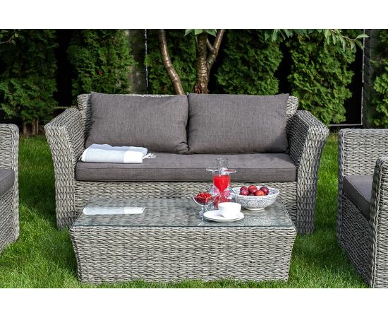 "Капучино" диван из искусственного ротанга (гиацинт) двухместный, цвет серый, изображение 8 | Интернет магазин мебели и декора LifeDekor