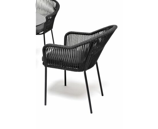 "Лион" обеденная группа на 4 персоны со стульями "Лион" темно-серый, круглый стол "серый гранит", изображение 3 | Интернет магазин мебели и декора LifeDekor