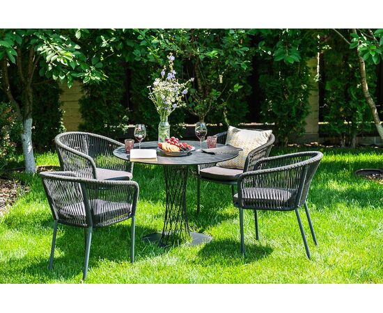 "Диего" обеденная группа на 4 персоны со стульями "Марсель", столешница "серый гранит" | Интернет магазин мебели и декора LifeDekor