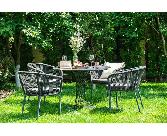 "Диего" обеденная группа на 4 персоны со стульями "Марсель", столешница "серый гранит", изображение 5 | Интернет магазин мебели и декора LifeDekor