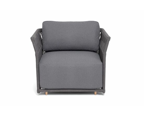 "Лугано" кресло плетеное из роупа, каркас алюминий темно-серый (RAL7024) муар, роуп темно-серый круглый, ткань темно-серая YB25-0027, изображение 2 | Интернет магазин мебели и декора LifeDekor