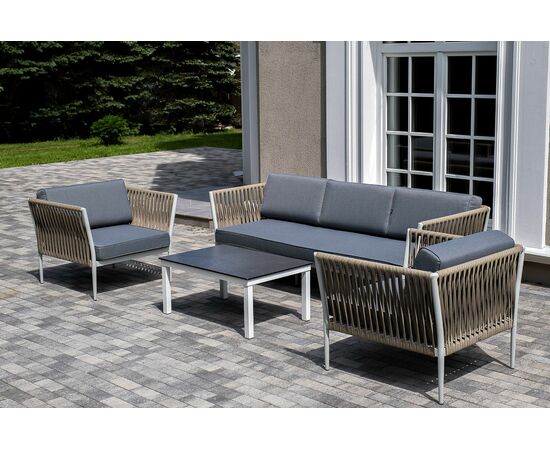 "Касабланка" лаунж-зона плетеная из роупа 5-местная, цвет бежевый | Интернет магазин мебели и декора LifeDekor