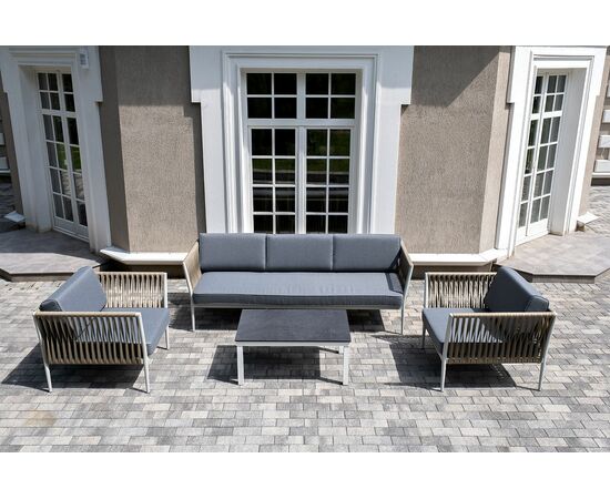 "Касабланка" лаунж-зона плетеная из роупа 5-местная, цвет бежевый, изображение 2 | Интернет магазин мебели и декора LifeDekor