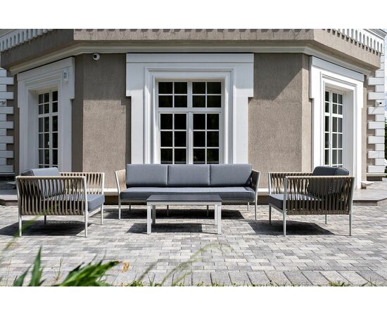 "Касабланка" лаунж-зона плетеная из роупа 5-местная, цвет бежевый, изображение 4 | Интернет магазин мебели и декора LifeDekor