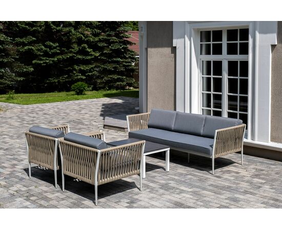 "Касабланка" лаунж-зона плетеная из роупа 5-местная, цвет бежевый, изображение 5 | Интернет магазин мебели и декора LifeDekor