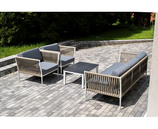 "Касабланка" лаунж-зона плетеная из роупа 5-местная, цвет бежевый, изображение 6 | Интернет магазин мебели и декора LifeDekor