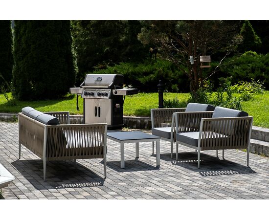 "Касабланка" лаунж-зона плетеная из роупа 5-местная, цвет бежевый, изображение 8 | Интернет магазин мебели и декора LifeDekor