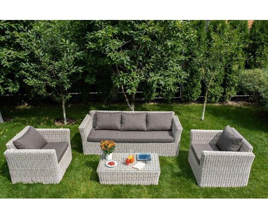 "Капучино" диван из искусственного ротанга трехместный, цвет бежевый, изображение 5 | Интернет магазин мебели и декора LifeDekor