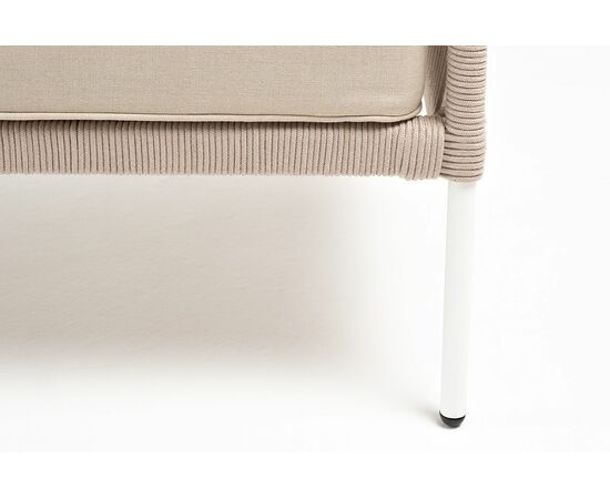 "Канны" диван 2-местный плетеный из роупа, каркас алюминий белый муар, роуп бежевый круглый, ткань бежевая 052, изображение 6 | Интернет магазин мебели и декора LifeDekor