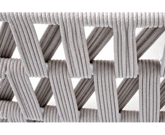 "Диего" кресло плетеное из роупа, основание дуб, каркас алюминий светло-серый (RAL7035) шагрень, роуп бежевый круглый, ткань бежевая 15052, изображение 6 | Интернет магазин мебели и декора LifeDekor