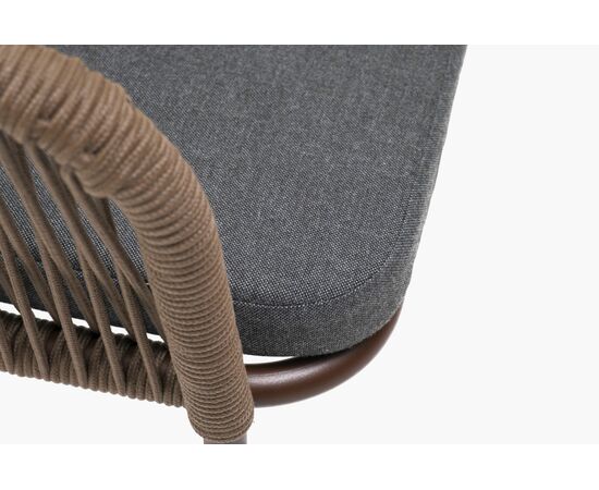 "Марсель" стул плетеный из роупа, каркас алюминий коричневый (RAL8016) муар, роуп коричневый круглый, ткань темно-серая 027, изображение 6 | Интернет магазин мебели и декора LifeDekor