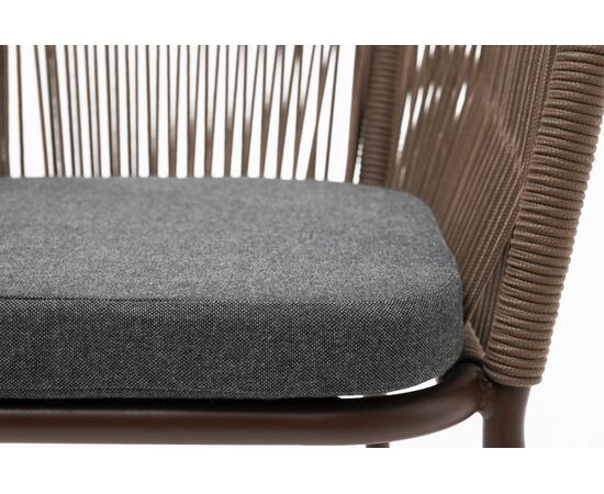 "Марсель" стул плетеный из роупа, каркас алюминий коричневый (RAL8016) муар, роуп коричневый круглый, ткань темно-серая 027, изображение 7 | Интернет магазин мебели и декора LifeDekor