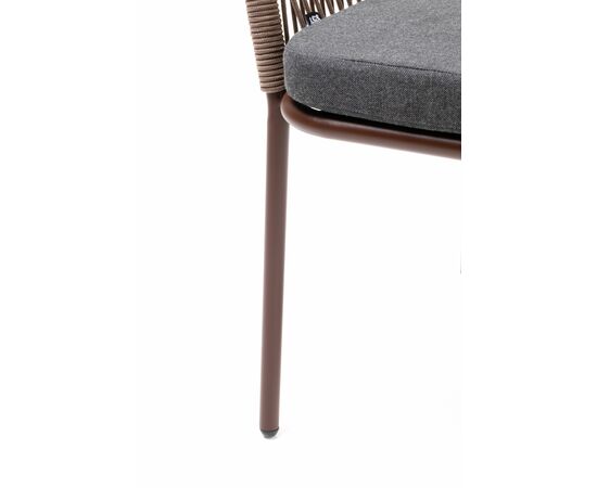 "Марсель" стул плетеный из роупа, каркас алюминий коричневый (RAL8016) муар, роуп коричневый круглый, ткань темно-серая 027, изображение 8 | Интернет магазин мебели и декора LifeDekor