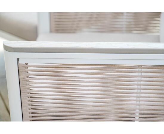 "Сан Ремо" кресло плетеное из роупа садовое, каркас алюминий белый, роуп бежевый, ткань бежевая, изображение 11 | Интернет магазин мебели и декора LifeDekor